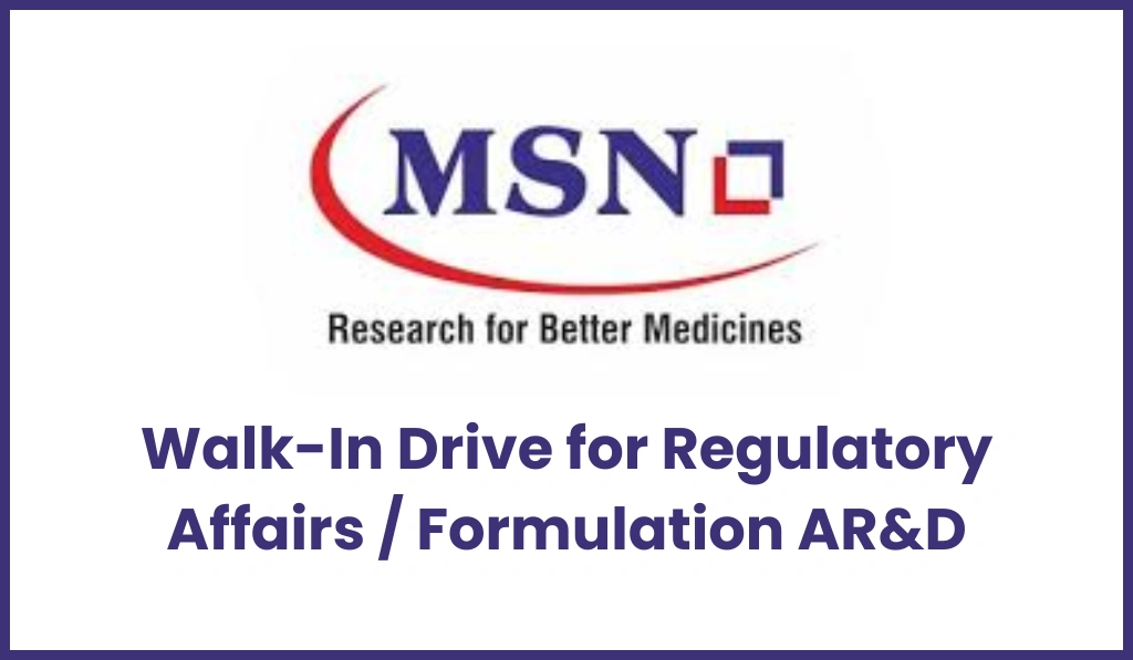 MSN Laboratories Walk in