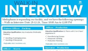 Medopharm Pvt. Ltd – Walk-In Interview