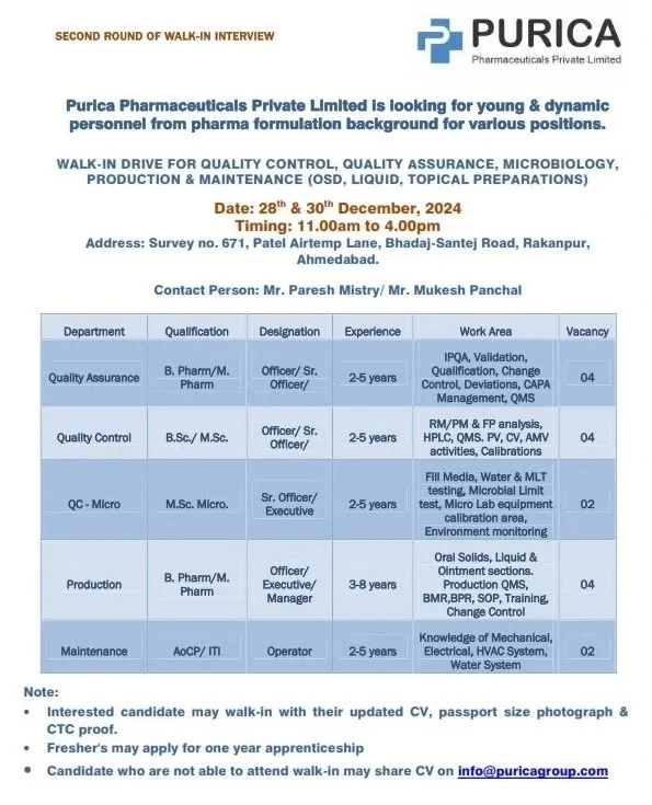 Purica Pharmaceuticals – Walk-In Interview