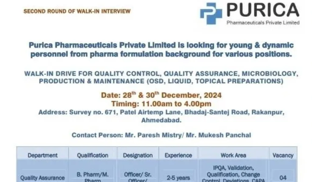 Purica Pharmaceuticals – Walk-In Interview