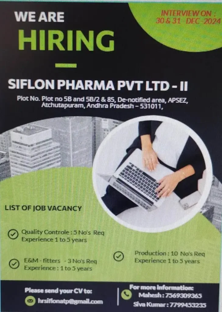 Siflon Pharma Walk-In Interview