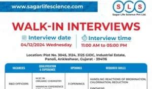 Sagar Life Sciences Walk in interview