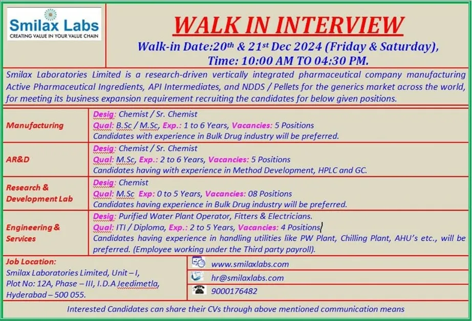 Smilax Laboratories Walk in