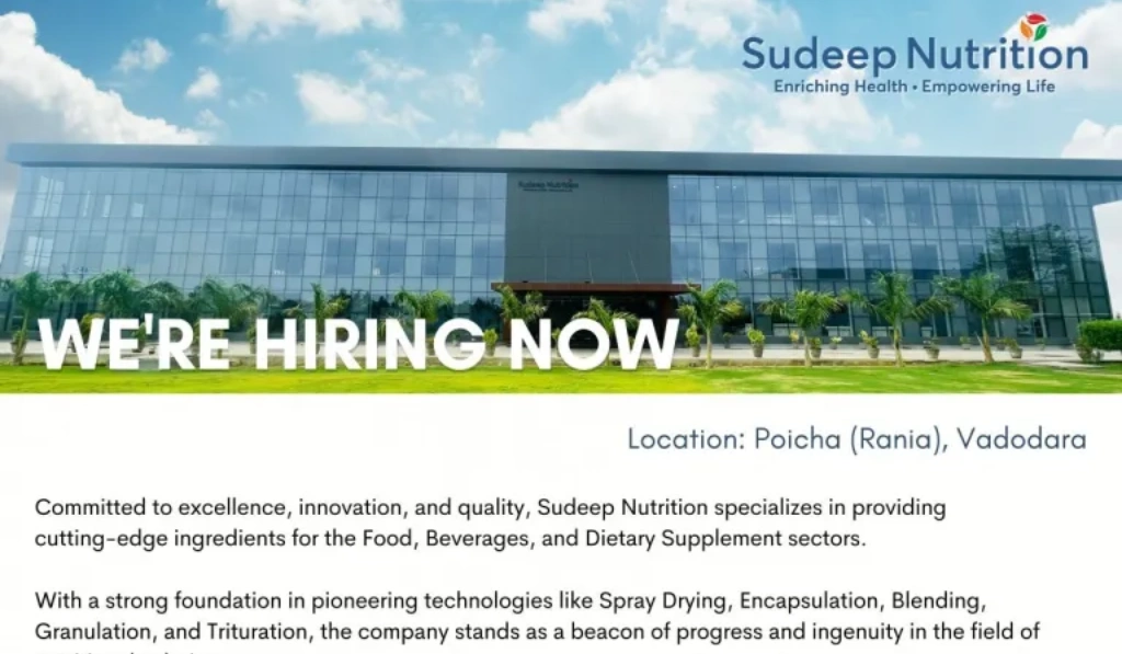 Sudeep Nutrition – Hiring Fresher