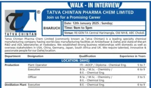 Tatva Chintan Pharma – Walk-In Interview