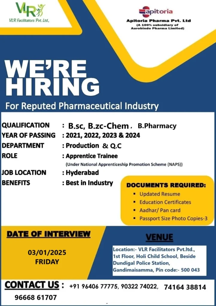 Apitoria Pharma (Aurobindo) – Walk-In Drive