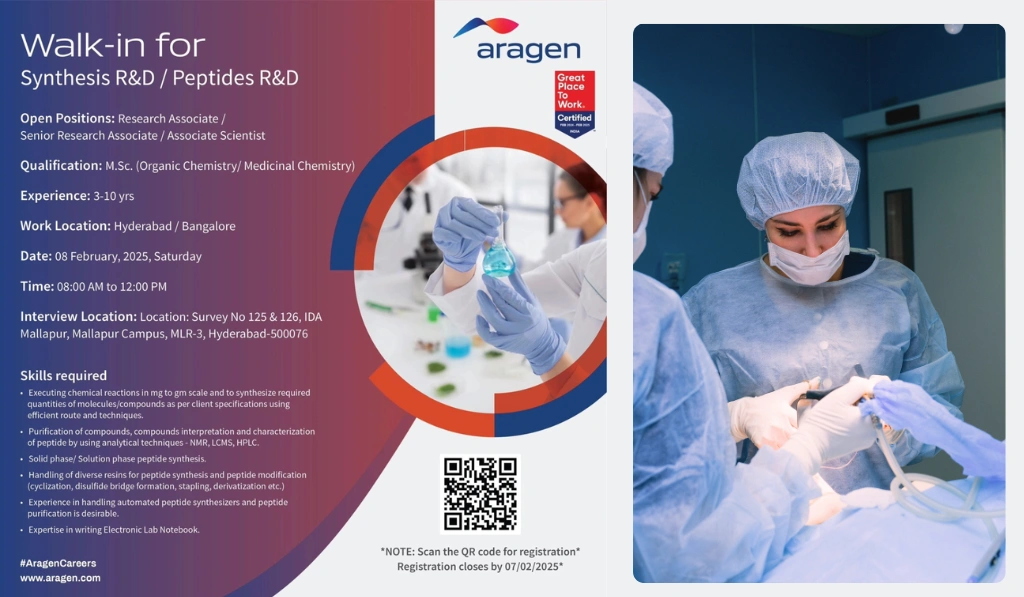 Aragen Walk-in for Synthesis R&D and Peptides R&D