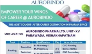 Aurobindo Pharma Hiring Graduates
