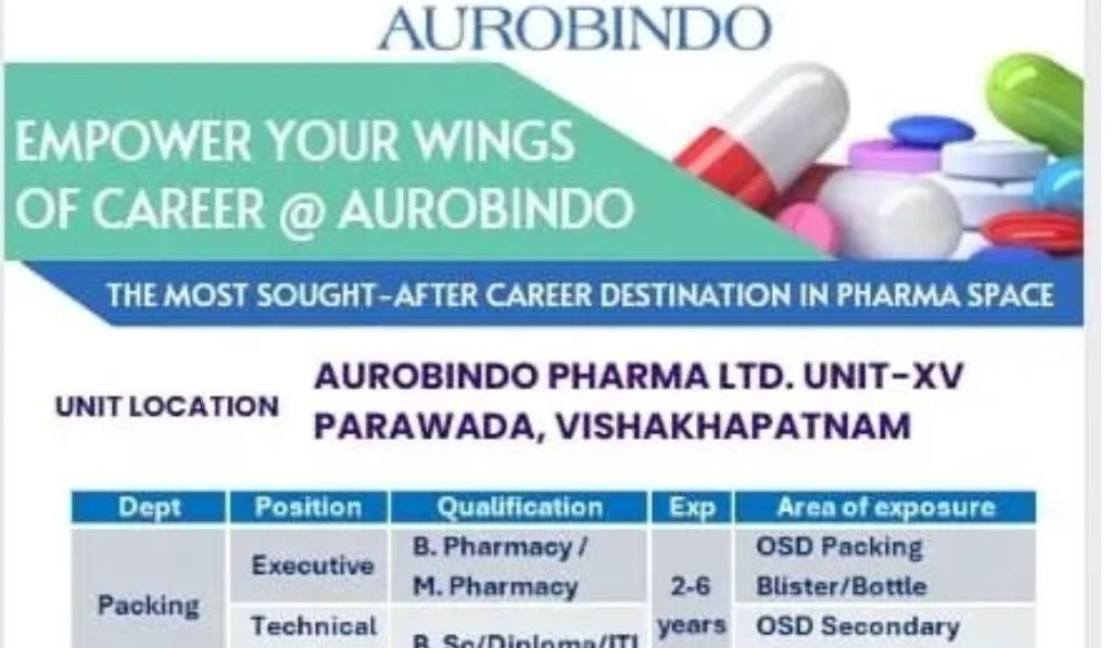 Aurobindo Pharma Hiring Graduates