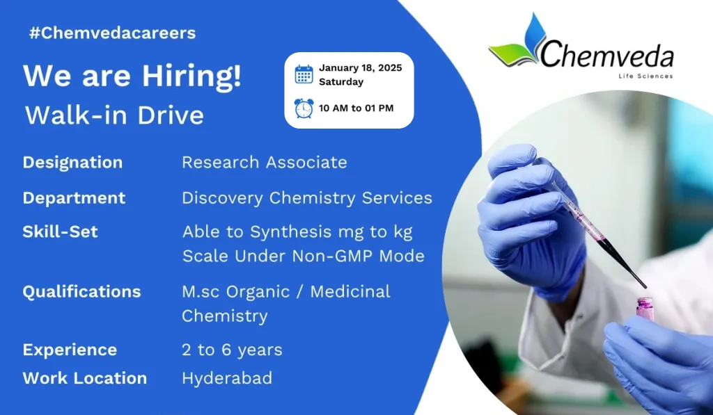 Chemveda Life Sciences – Walk-In Interview