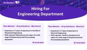 Dr. Reddy’s – Urgent Openings