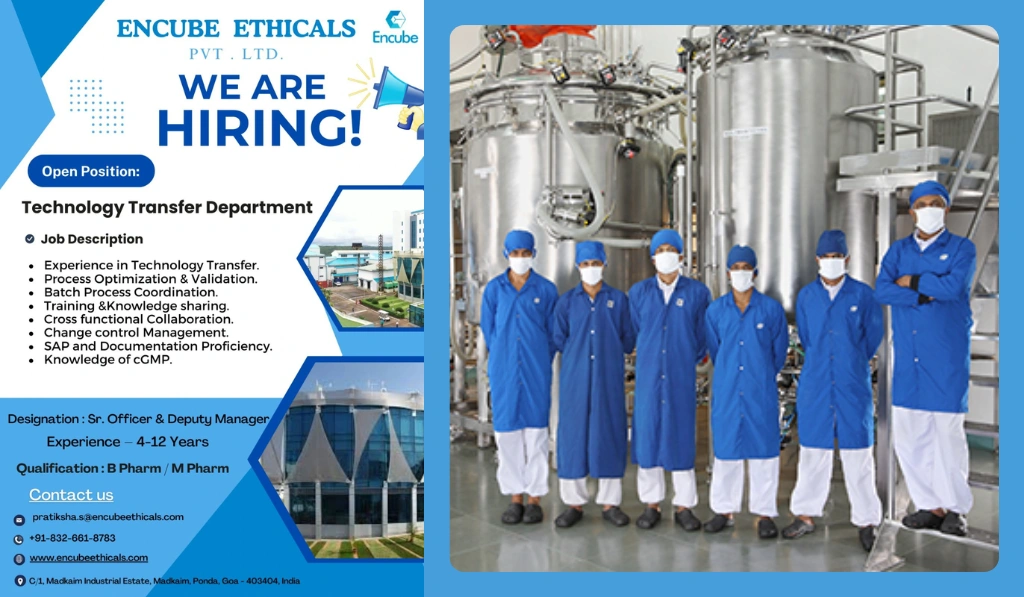 Encube Ethicals - Open Positions for Sr. Officer & Deputy Manager