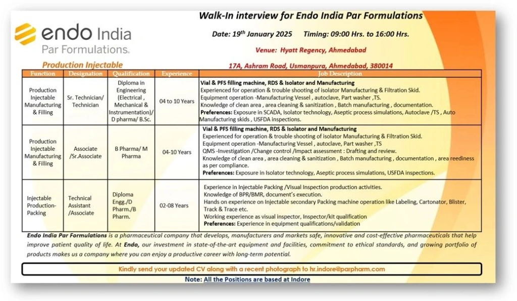 Endo India Hiring for Multiple Position