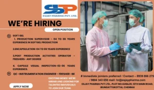 Esjay Pharma Hiring Notification
