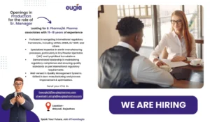 Eugia Pharma - Job Openings in Production for the Role of Sr. Manager
