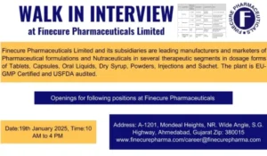 Finecure Pharmaceuticals Walk in Interview