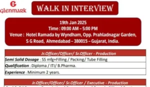 Glenmark Pharmaceuticals Walk In Interview