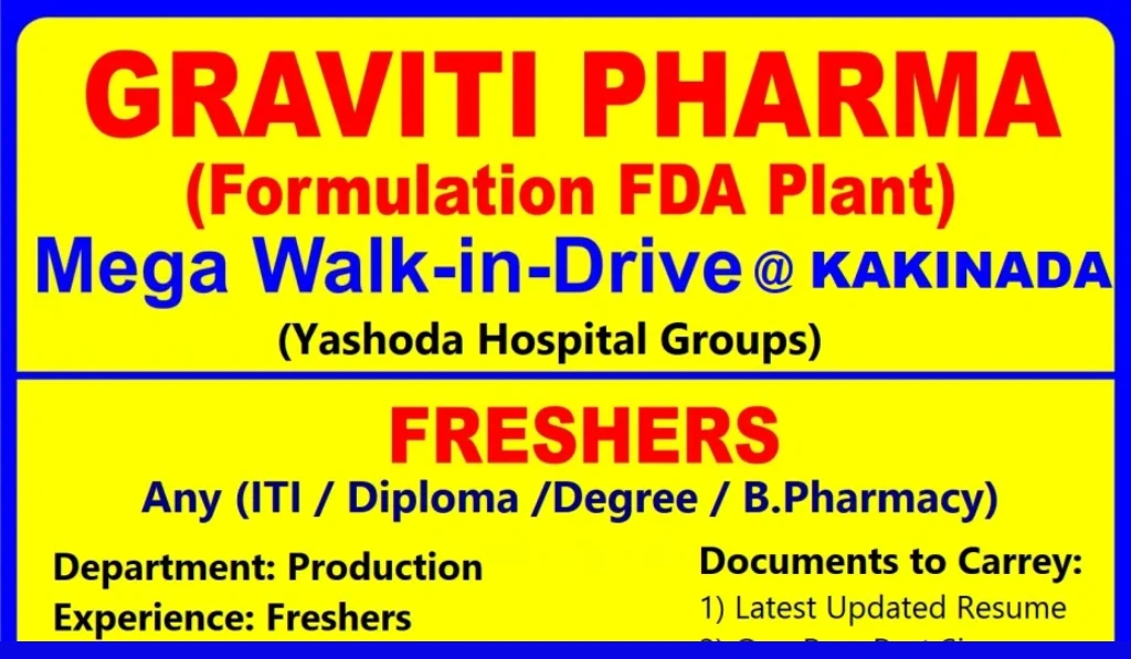 Graviti Pharma – Mega Walk-In Drive for Freshers