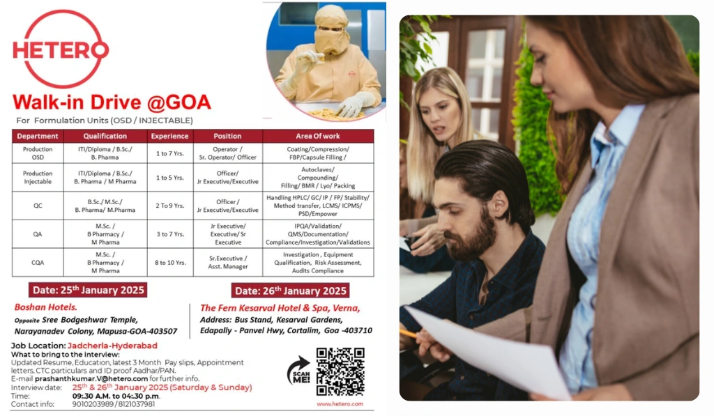 Hetero Labs Limited – Walk-In for Production, QA, QC, and CQA