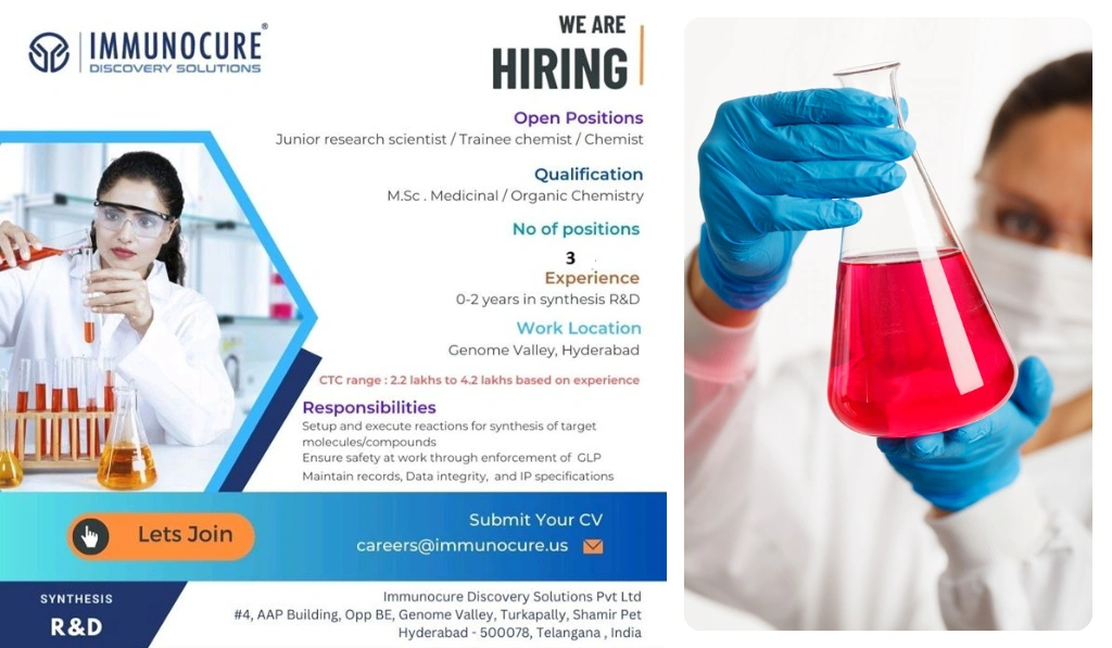 Immunocure Solutions Hiring Trainee Chemist