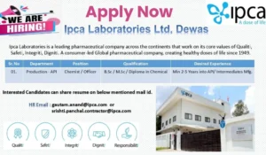 Ipca Laboratories Ltd Hiring