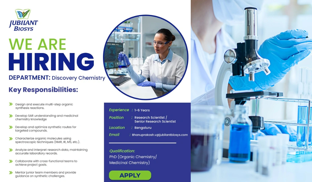 Jubilant Biosys Hiring Research Scientist