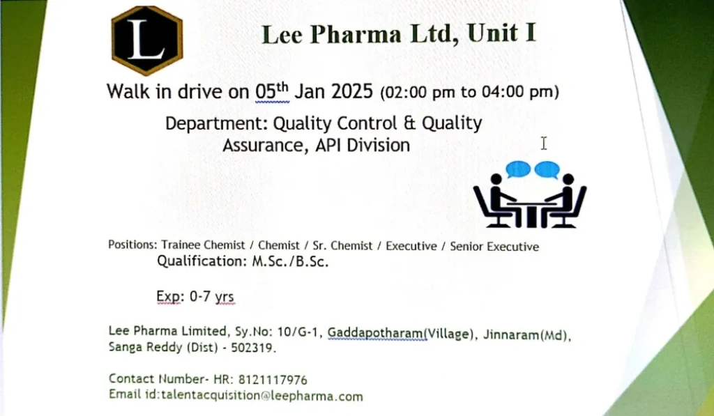 Lee Pharma – Walk-In Drive
