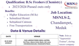 MSN Laboratories Walk-In Interview for Freshers