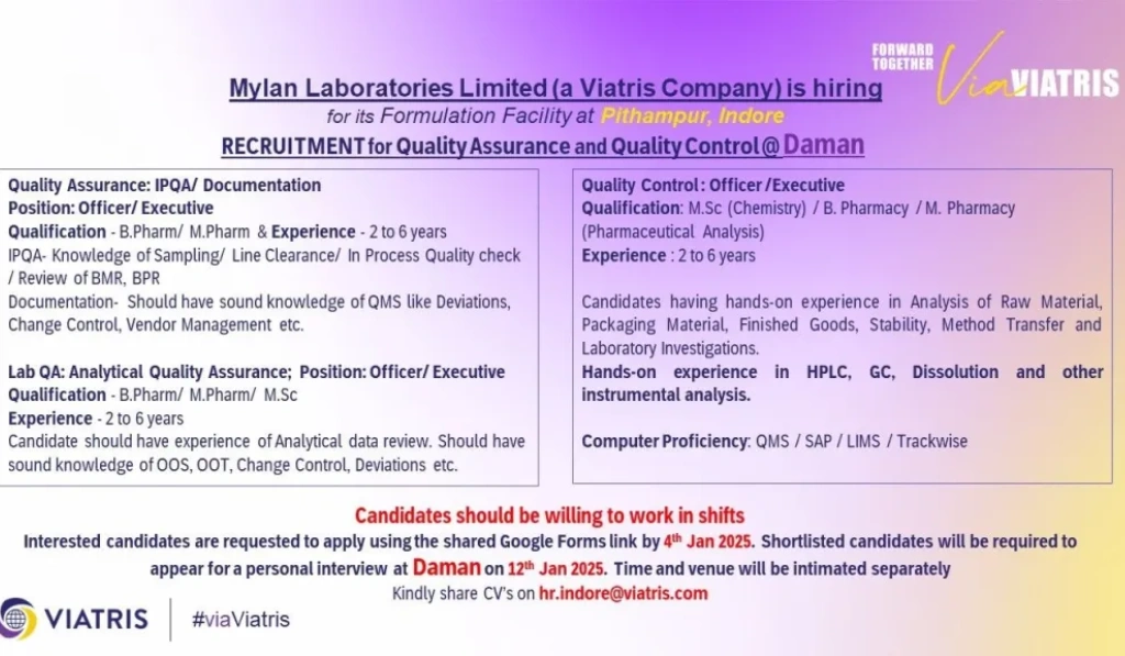 Mylan Laboratories Limited Walk In