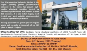 Sun Pharma Walk-In Interviews