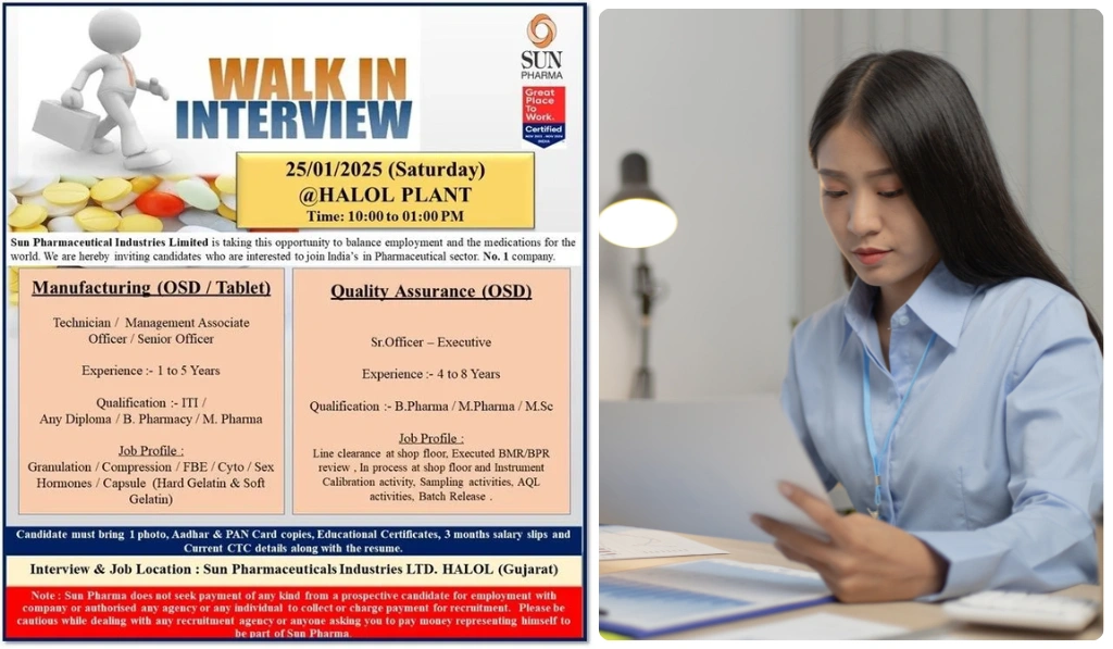 Sun Pharma - Walk-In Interviews for Manufacturing & Quality Assurance