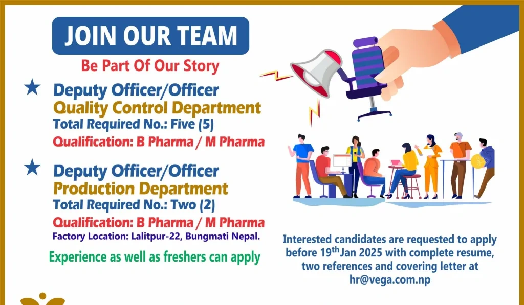 Vega Pharmaceuticals – Urgent Job Openings