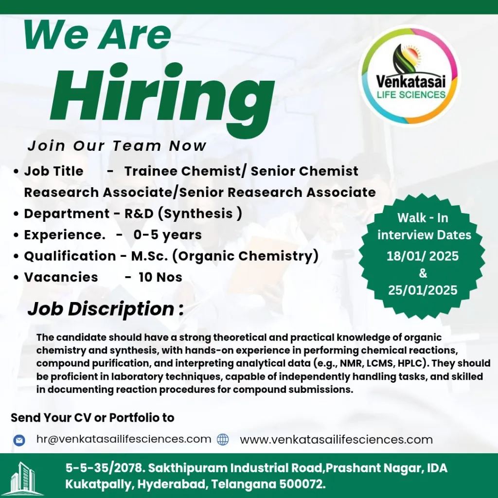 Venkatasai Life Sciences – Walk-In Drive
