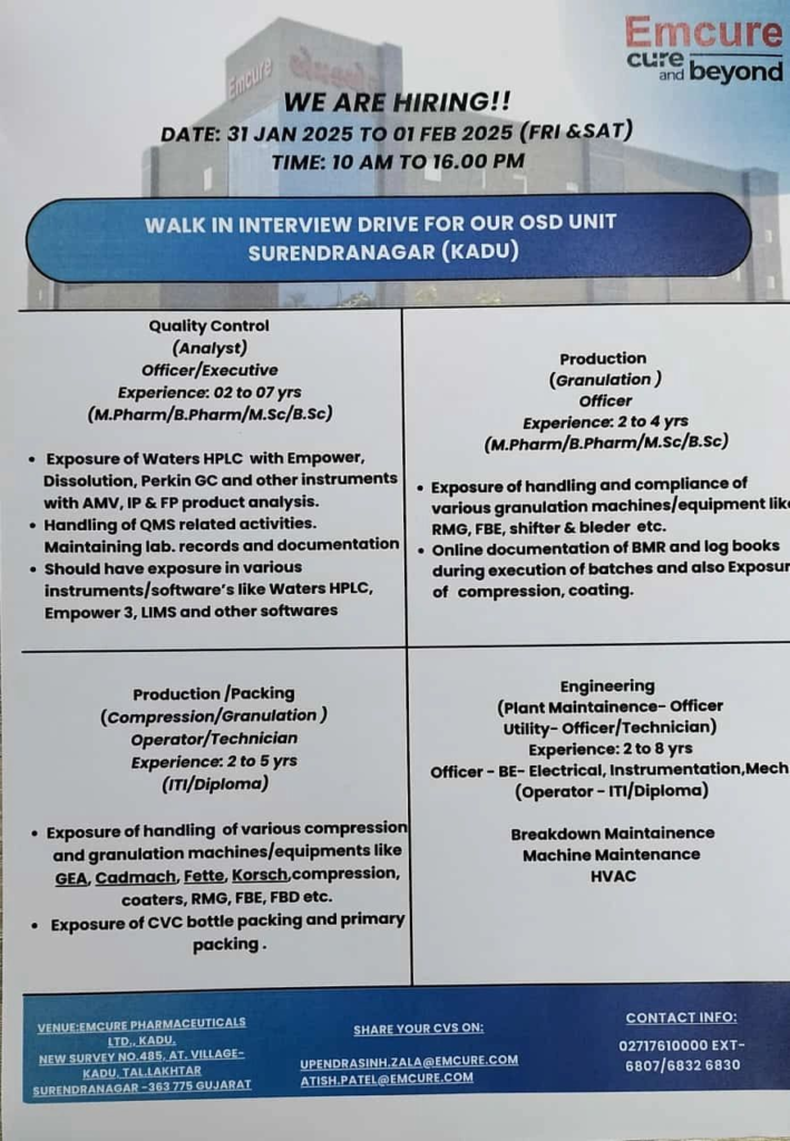 Emcure Walk in drive