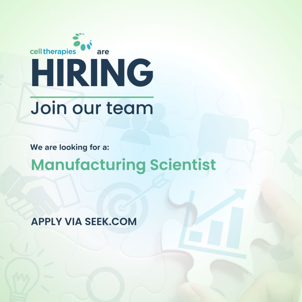 Cell Therapies Hiring Manufacturing Scientist