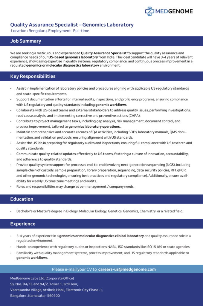 MedGenome Hiring Notification