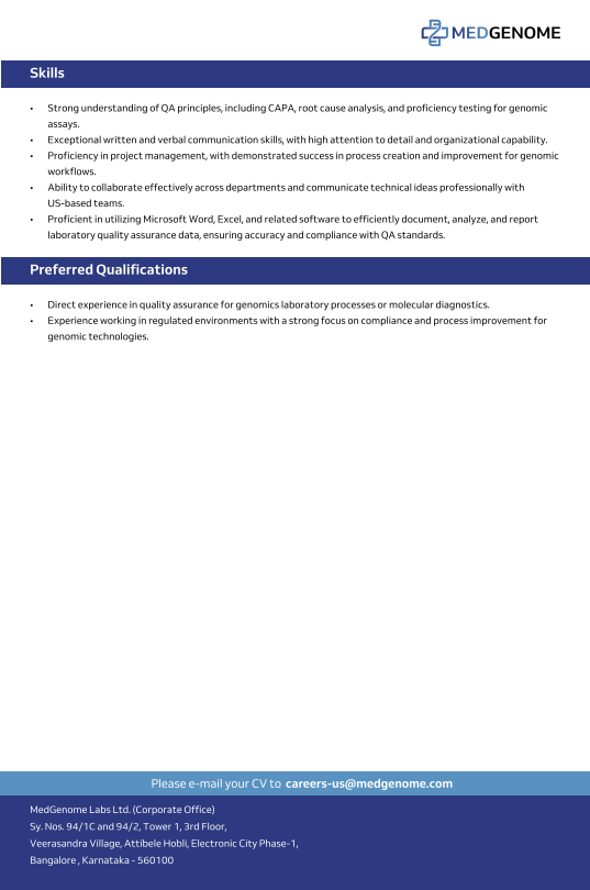 MedGenome Hiring Notification