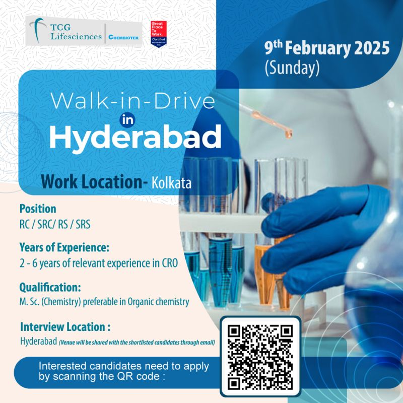 TCG Lifesciences – Walk-In Drive in Hyderabad