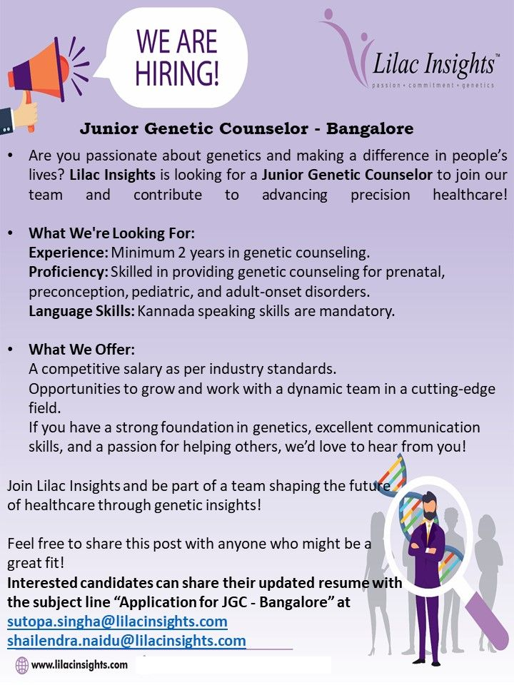 Lilac Insights Hiring – Junior Genetic Counselor (Bangalore)