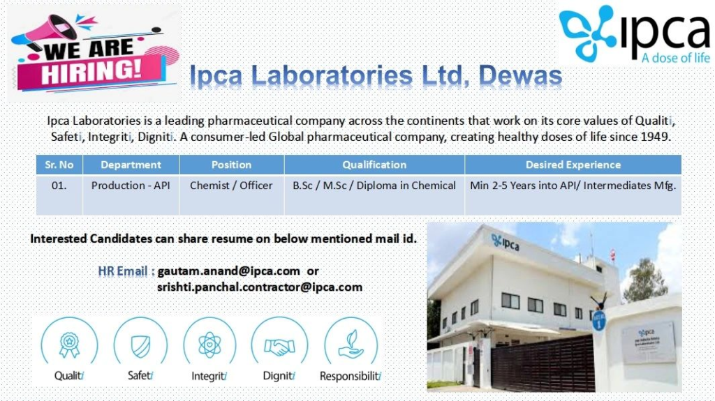 Ipca Laboratories Ltd Hiring Notification