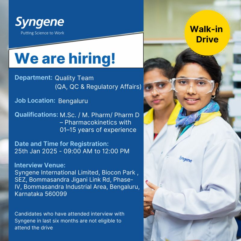 Syngene Hiring Notification