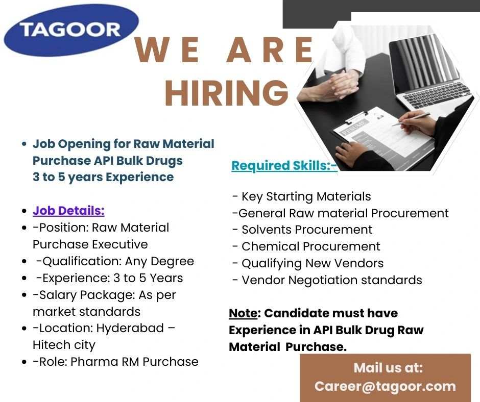 Tagoor Pharmaceuticals Hiring Notification