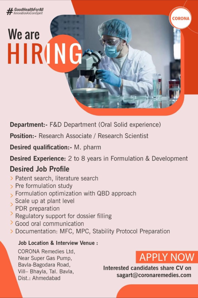 CORONA Remedies - Walk in Interview