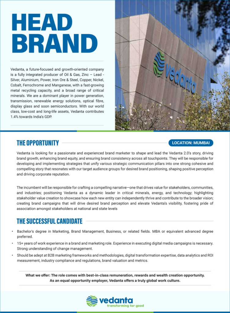 Vedanta Limited Hiring Notification