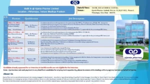 Ajanta Pharma Walk in Interview