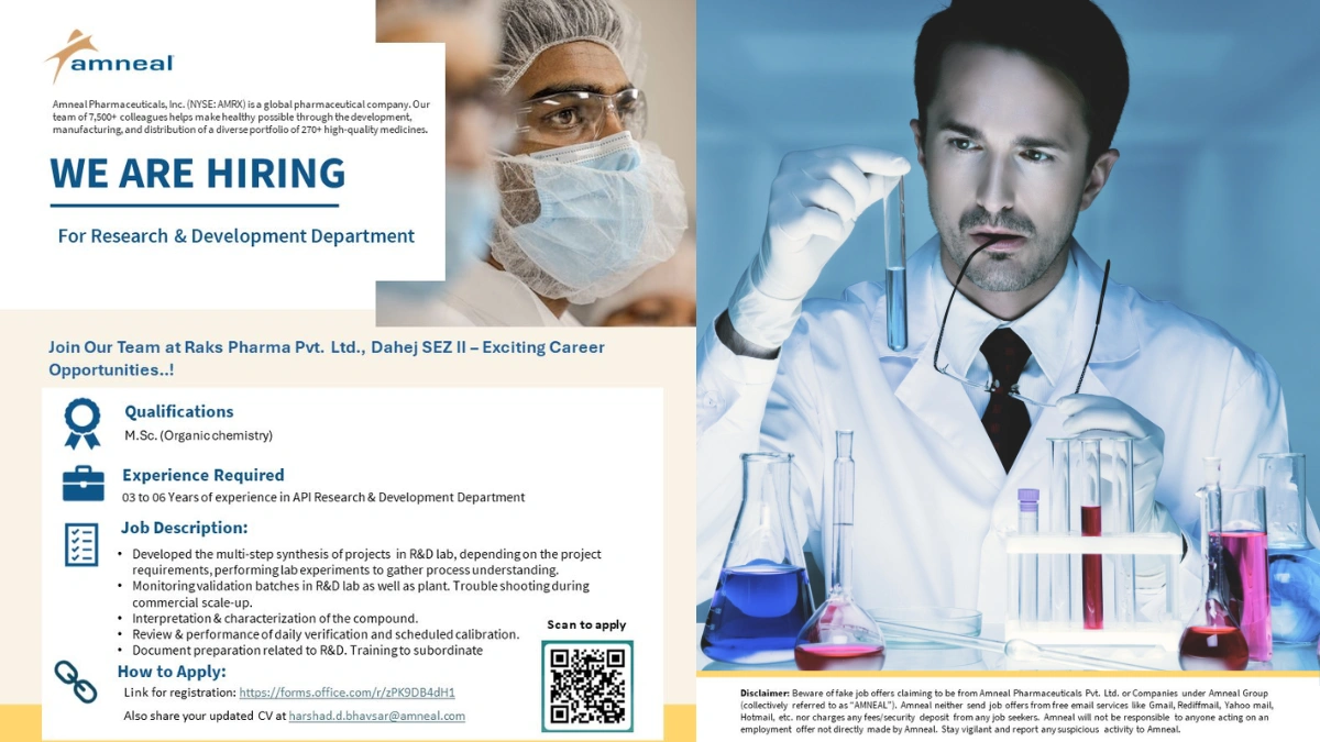 Amneal Pharmaceuticals Is Actively Hiring for Research & Development Department