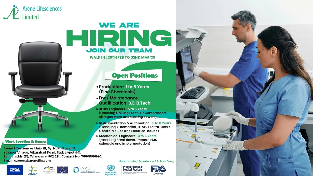 Arene Lifescience Limited Walk in Interview for Multiple Positions