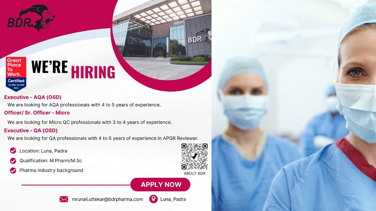 BDR Pharmaceuticals - Hiring for Excetive - QA