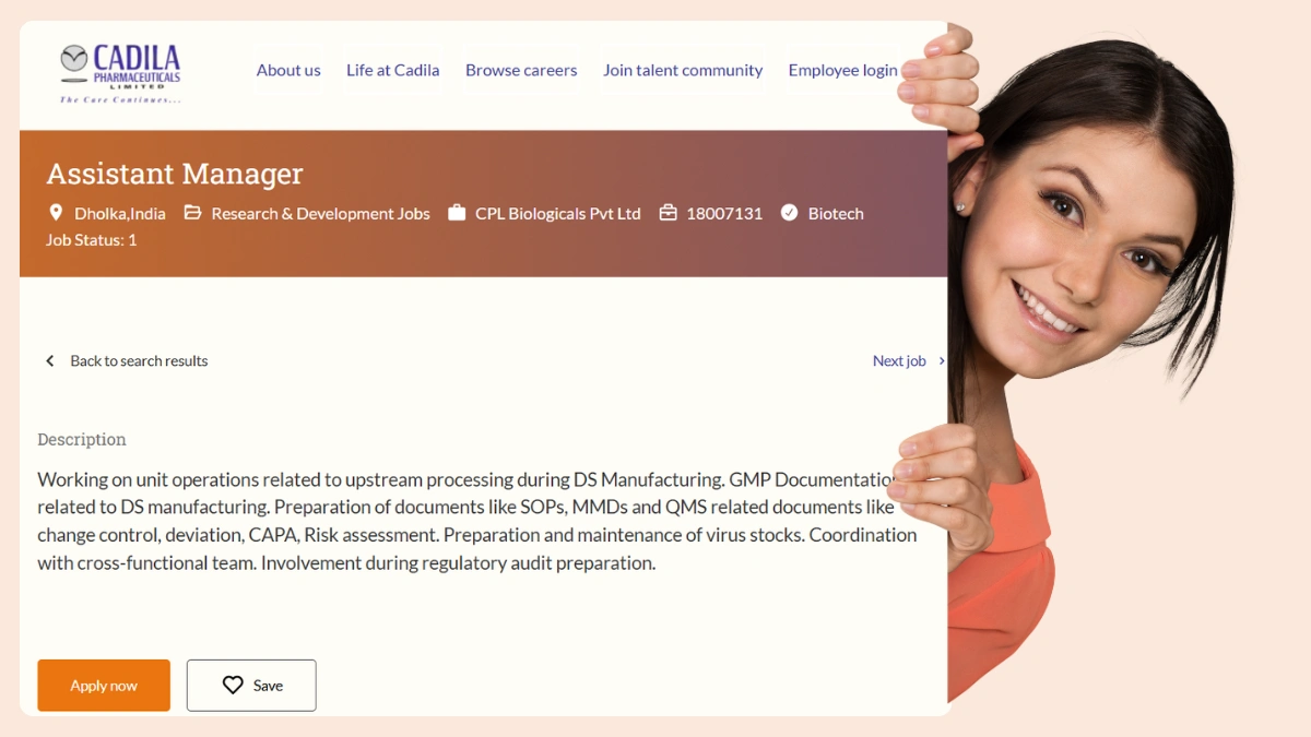 Cadila Pharmaceuticals Hiring Assistant Manager – R&D