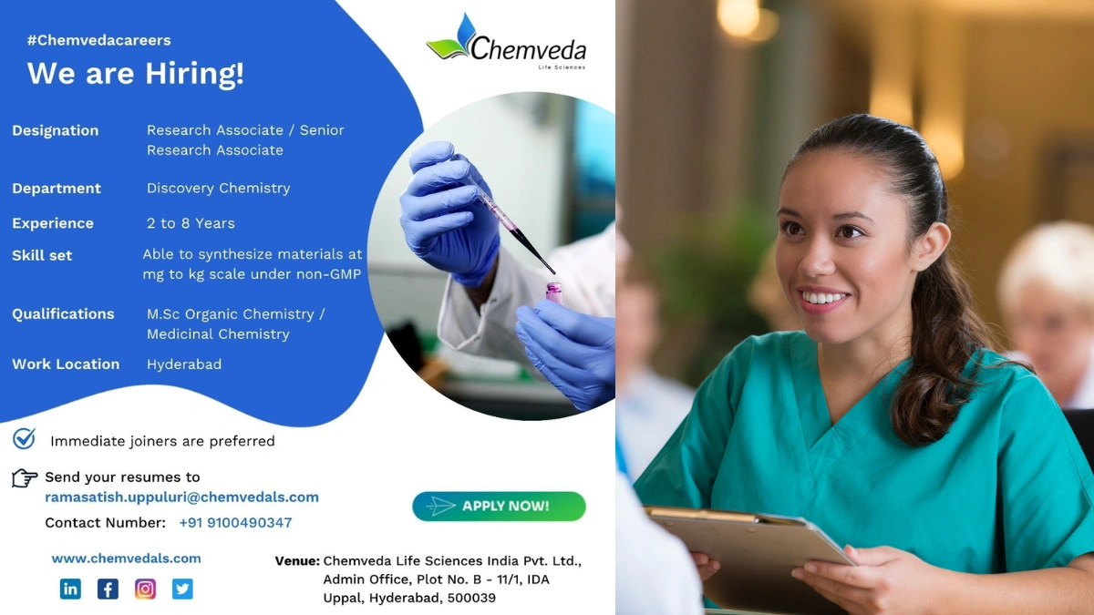 Chemveda Life Sciences Is Hiring for Research Associate and Senior Research Associate